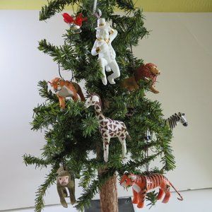 ZOO ANIMALS Paper Mache Ornaments or Room Décor TREE NOT included, NOT A TOY